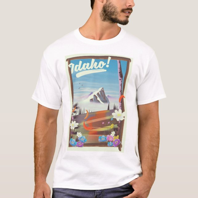 T-shirt Affiche de voyage de paysage Idaho! (Devant)