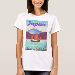 T-shirt affiche de voyage de paysage japonais