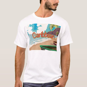 T-shirt Affiche de voyage de plage vintage des Caraïbes