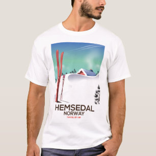 T-shirt Affiche de voyage de ski à Hemsedal en Norvège