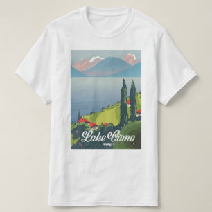T-shirt affiche de voyage de style vintage du lac de Côme