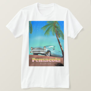 T-shirt Affiche de voyage de style vintage Pensacola, Flor