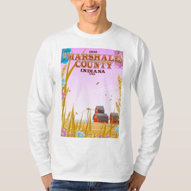 T-shirt Affiche de voyage du comté de Marshall '1836' Indi (Devant)