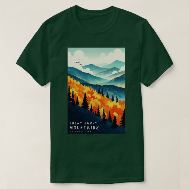 T-shirt affiche de voyage du parc national des Great Smoky (Design devant)