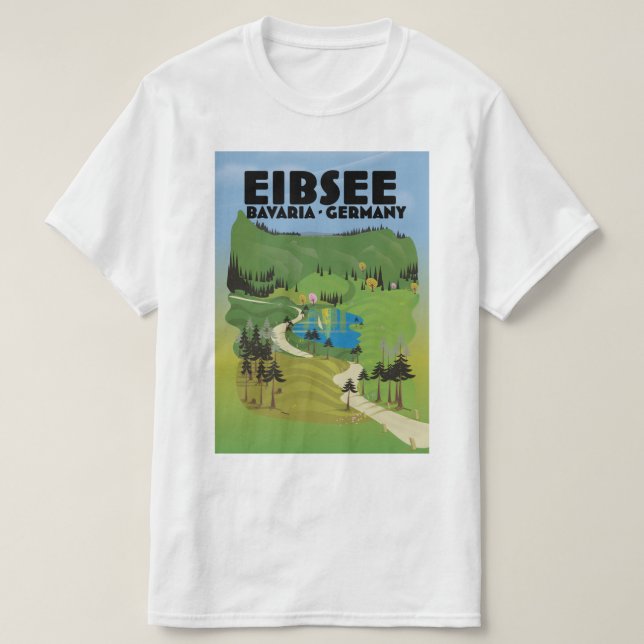 T-shirt Affiche de voyage Eibsee Allemagne. (Design devant)