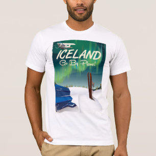 T-shirt Affiche de voyage en avion vintage en Islande