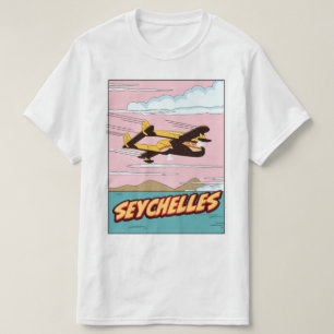 T-shirt Affiche de voyage en dessin des Seychelles.