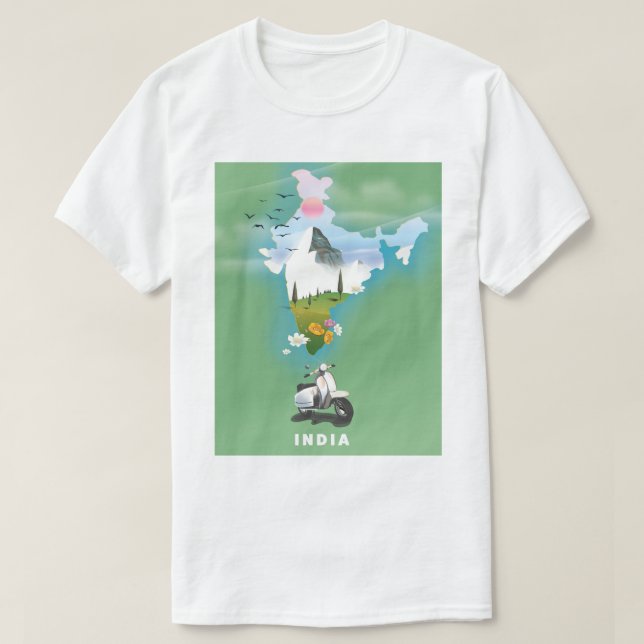 T-shirt Affiche de voyage en Inde (Design devant)