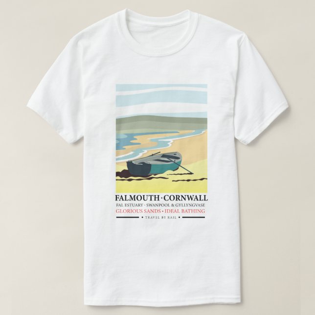 T-shirt Affiche de voyage Falmouth Cornwall (Design devant)