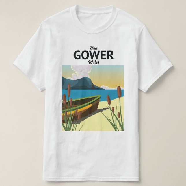 T-shirt Affiche de voyage Gower Pays de Galles (Design devant)