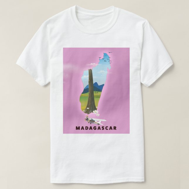 T-shirt Affiche de voyage illustrée à Madagascar (Design devant)