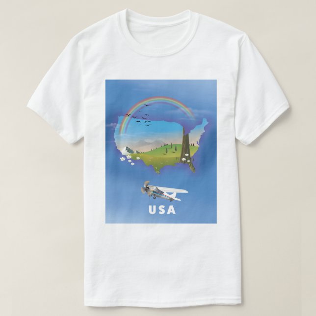 T-shirt Affiche de voyage illustrée aux États-Unis (Design devant)
