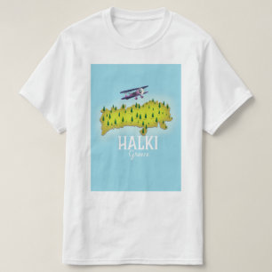 T-shirt Affiche de voyage illustrée de la carte grecque d'