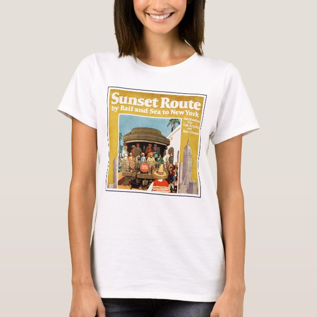 T-shirt Affiche De Voyage Pour La Route Du Coucher De Sole (Devant)