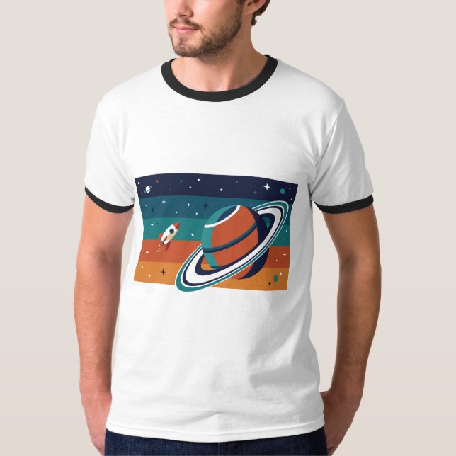 T-shirt Affiche de voyage rétro dans l'espace Planète anne (Devant)