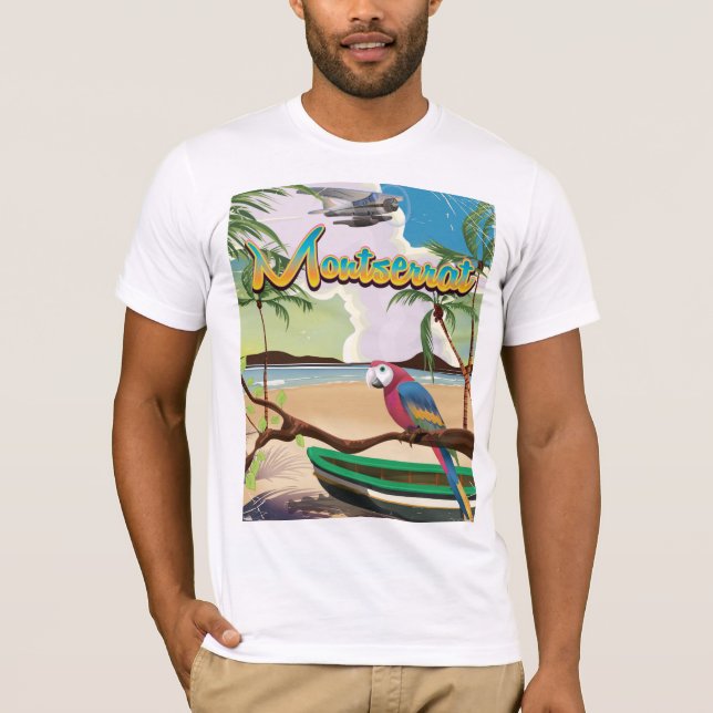 T-shirt Affiche de voyage rétro de l'île de Montserrat (Devant)