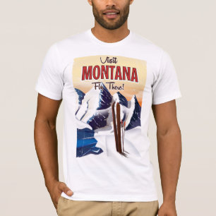 T-shirt Affiche de voyage style vintage Montana Ski