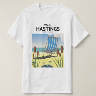 T-shirt Affiche de voyage sur la plage de Hastings East Su
