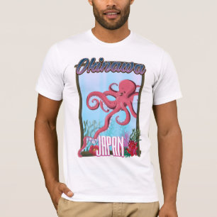 T-shirt Affiche de voyage sur les calmars d'Okinawa Japon