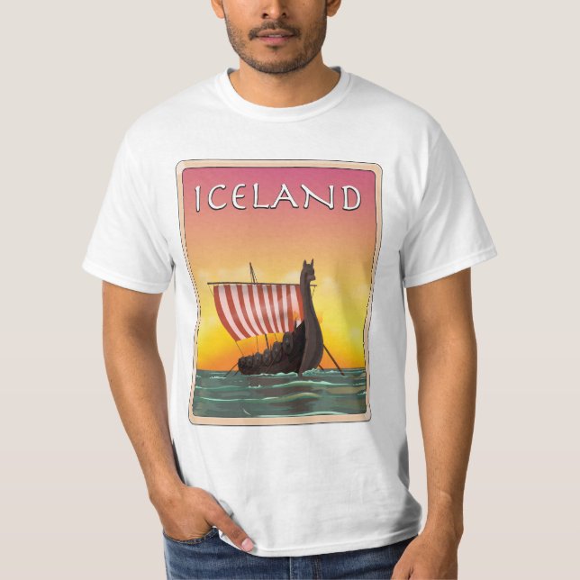 T-shirt Affiche de voyage Viking Islande (Devant)