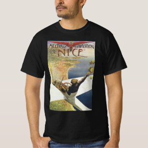 T-shirt Affiche de voyage vintage, Avion au-dessus de Nice