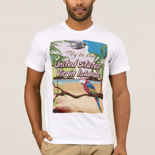 T-shirt affiche de voyage vintage des îles Vierges américa