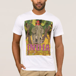 T-shirt affiche de voyage vintage éléphant indien