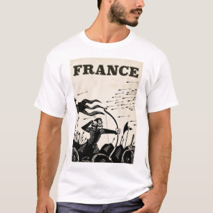 T-shirt Affiche de voyage vintage France. voiture médiéval