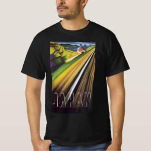 T-shirt Affiche de voyage vintage Japon, train ferroviaire