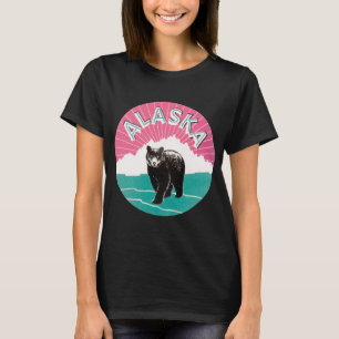 T-shirt Affiche de voyage vintage, ours noir d'Alaska dans