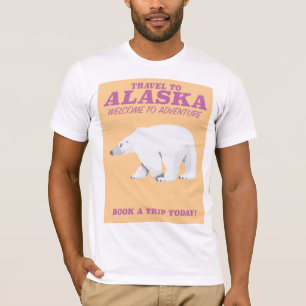 T-shirt Affiche de voyage vintage ours polaire d'Alaska
