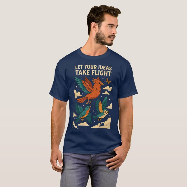 T-shirt Affiche d'oiseaux créatifs (Devant entier)