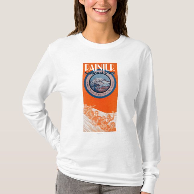 T-shirt Affiche du mont Rainier - Sledding (Devant)