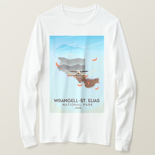 T-shirt Affiche du parc national Wrangell-St. Elias en Ala (Design devant)
