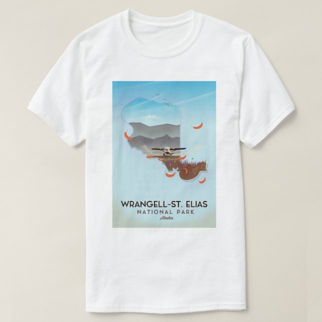 T-shirt Affiche du parc national Wrangell-St. Elias en Ala (Design devant)