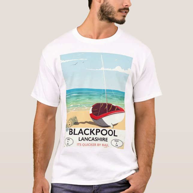 T-shirt Affiche ferroviaire de Blackpool, Lancashire (Devant)
