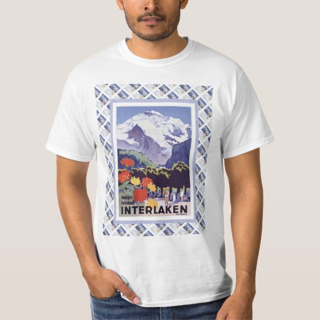T-shirt Affiche ferroviaire suisse vintage Interlaken (Devant)
