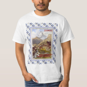 T-shirt Affiche ferroviaire suisse vintage Zermatt,