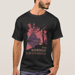 T-shirt Affiche minimaliste de coucher de soleil en Norvèg