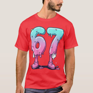 T-shirt Affiche numéro dessin animé 67 pour célébration d'
