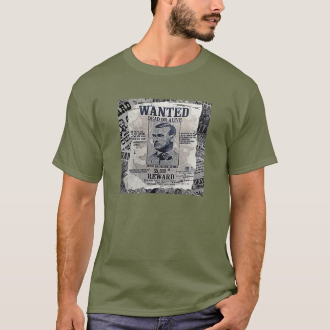 T-shirt Affiche Recherchée de Jesse James (Devant)