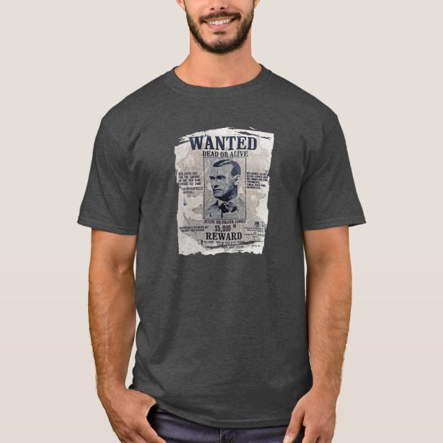T-shirt Affiche Recherchée de Jesse James (Devant)