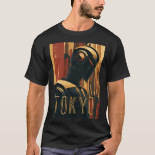 T-shirt Affiche rétro art déco de Tokyo avec robot futuris