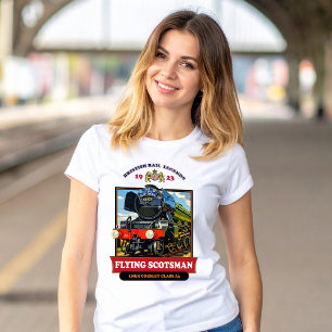 T-shirt Affiche Rétro de la Locomotive à Vapeur Flying Sco