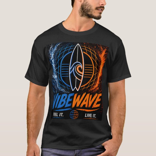 T-shirt Affiche Vibe Wave Neon Surf – Rétro Aesthétique Sy (Devant)