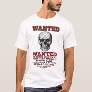 T-shirt Affiche Vintage Crâne Sourire Recherché Mort ou Vi