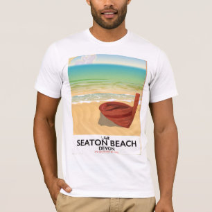 T-shirt Affiche vintage de la plage de Seaton Devon