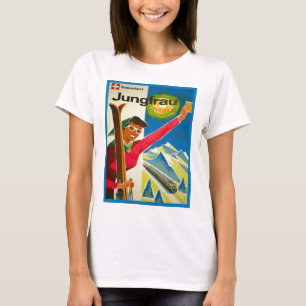 T-shirt Affiche vintage de ski, région de Jungfrau, Suiss