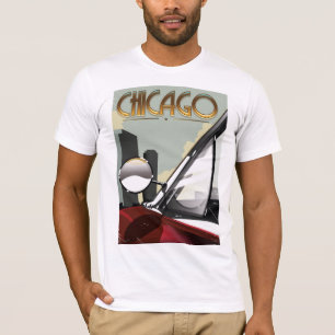 T-shirt Affiche vintage de voyage automobile de Chicago Ci