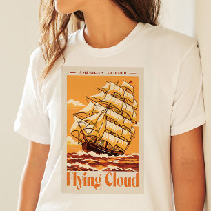 T-shirt Affiche Vintage du Navire Clipper Américain Flying